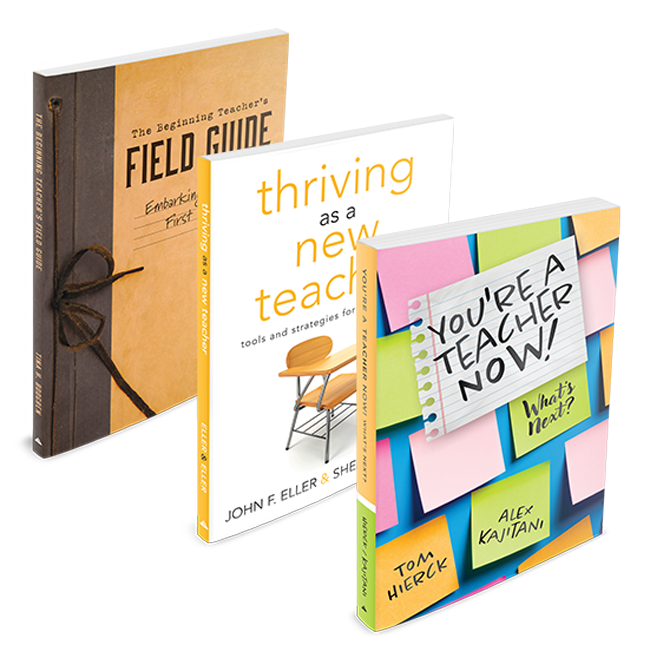 Books include You’re a Teacher Now, What’s Next?; Beginning Teacher’s Field Guide; Thriving as a New Teacher