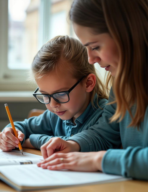 Teacher reading with student