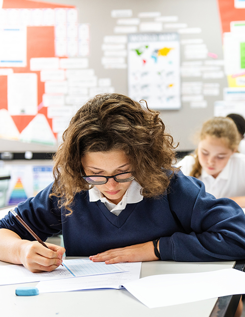 Student taking a test