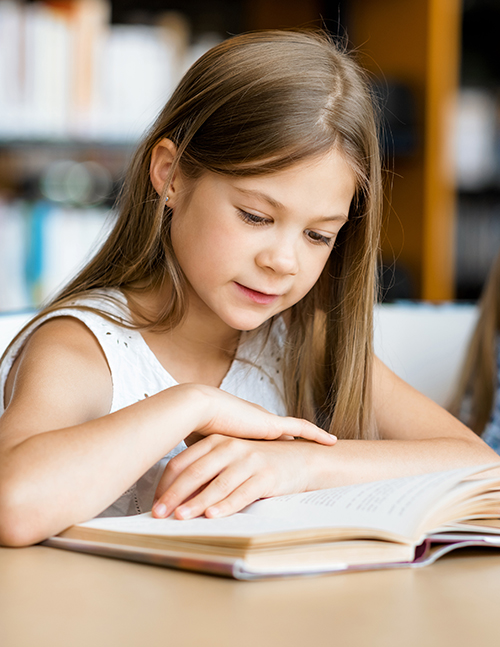 Student reading a book