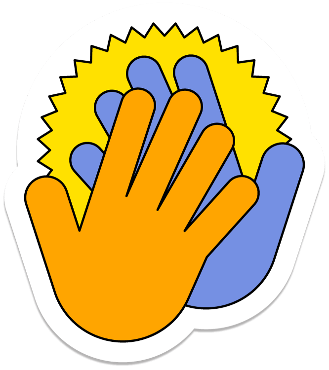 High fiving sticker